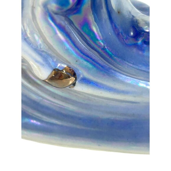 3 Horses Running on Waves Figurine Vtg Ceramic Glazed White Pink Blue Statue - Picture 16 of 17